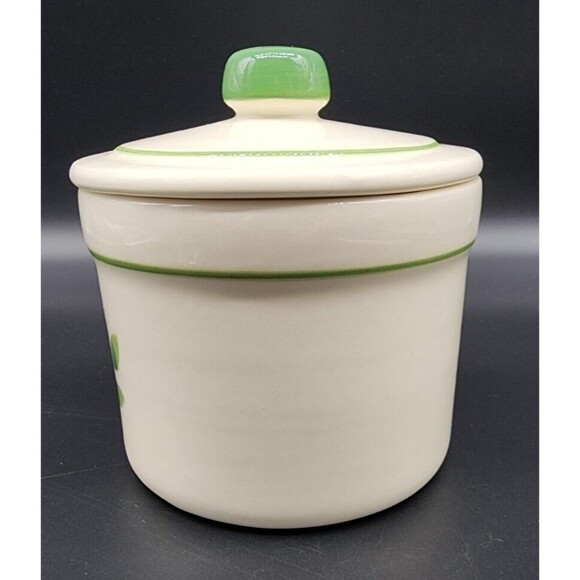 Crock Shop Santa Ana California Cookie Jar Canister with Lid Blue Green Floral - Picture 3 of 11